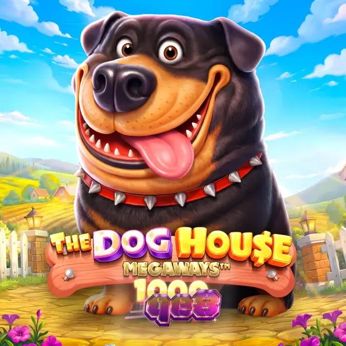 Interface do jogo The Dog House Megaways 1000 mostrando rolos e símbolos